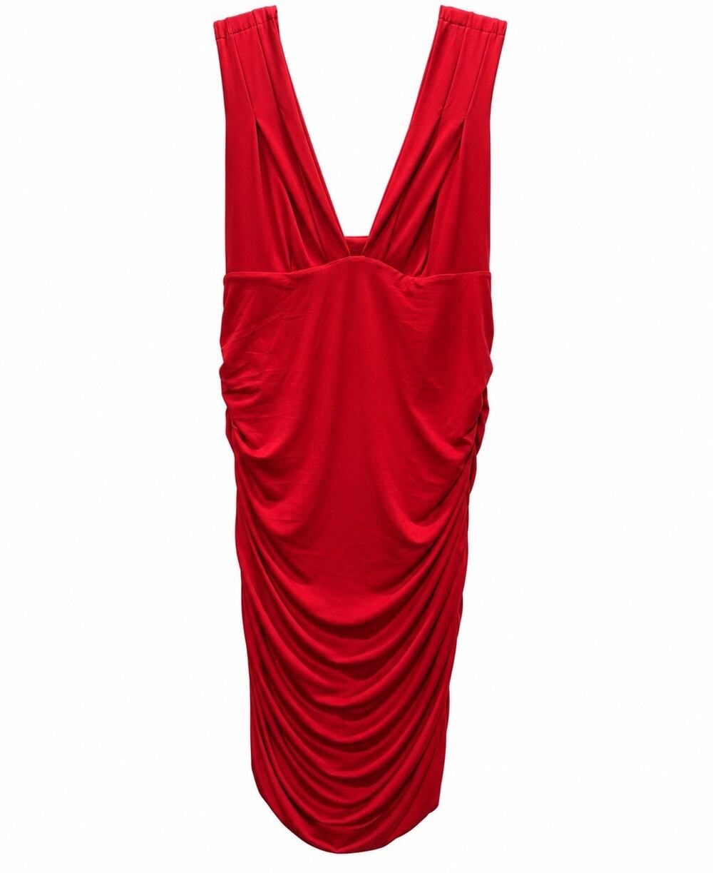 Red Ruched Bodycon Dress Sleeveless Stretch Cocktail Party Hoco Womens XL